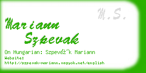 mariann szpevak business card